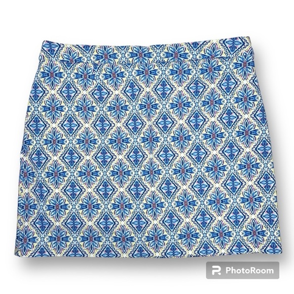 Rafaella Tile Floral Skirt Skort with Charm Blue and White Size XL - Picture 2 of 15